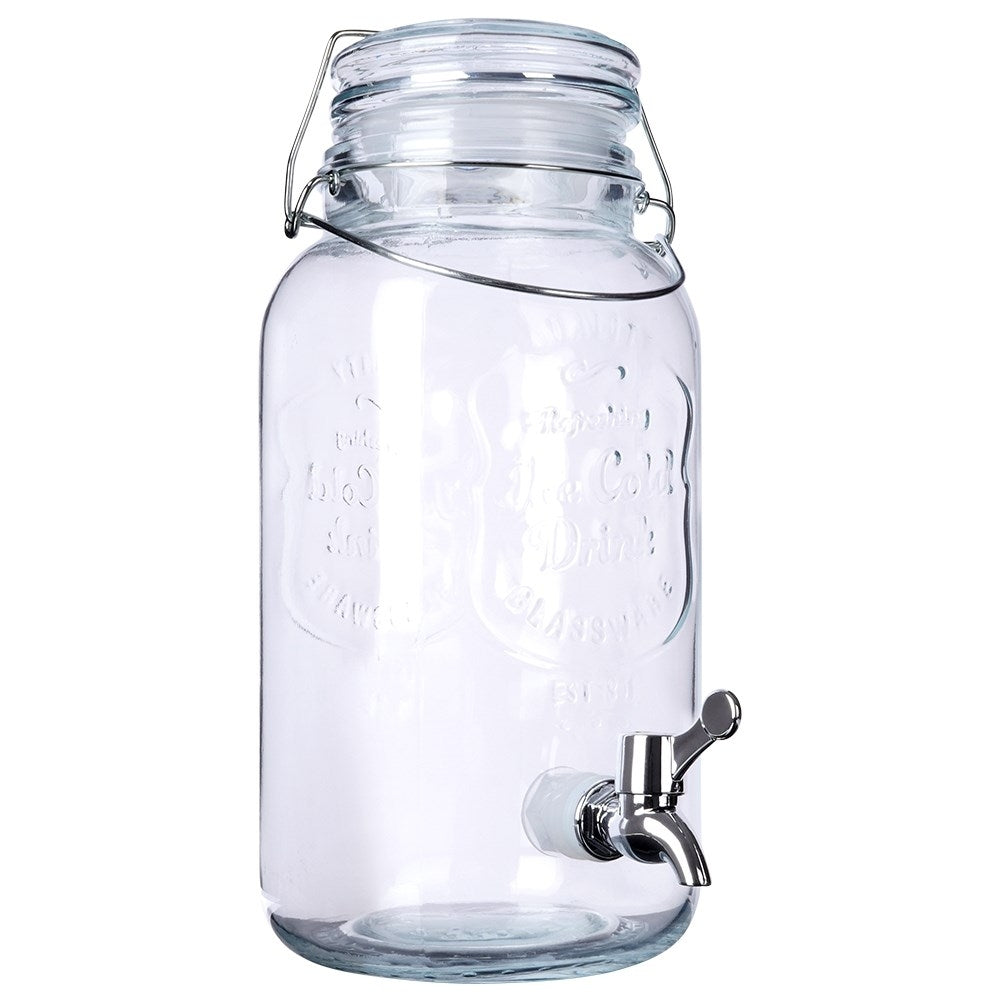 Perfect glass jar with tap and stand for lemonade and drinks