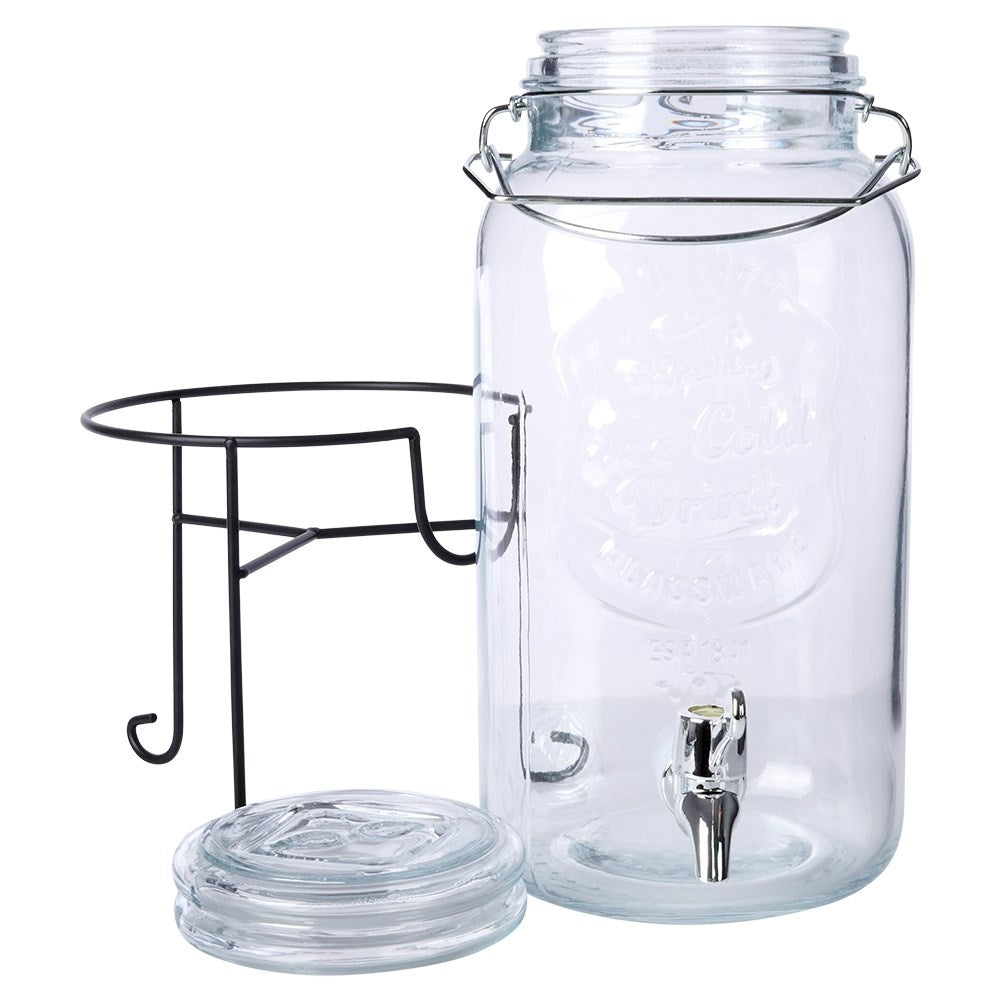 Perfect glass jar with tap and stand for lemonade and drinks