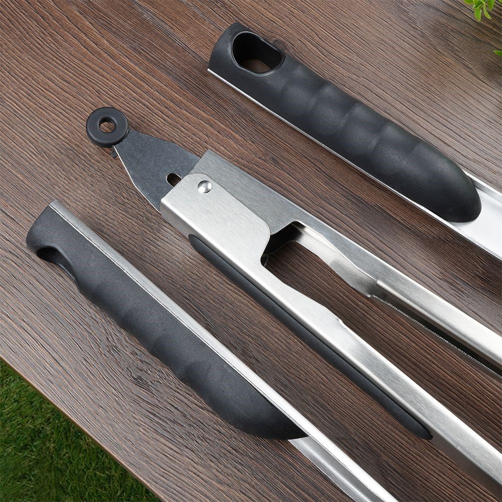 Perfect grill tools: 3-piece stainless steel set with handles