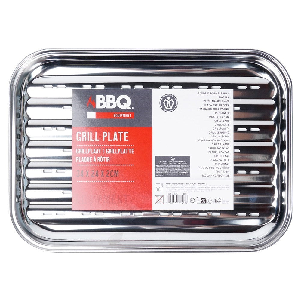 Perforated Stainless Steel Grill Plate for Meat, Fish, Vegetables & Fruit