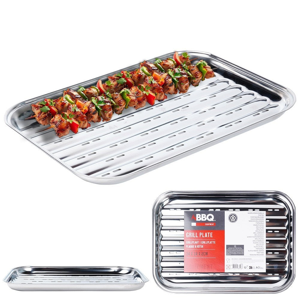 Perforated Stainless Steel Grill Plate for Meat, Fish, Vegetables & Fruit