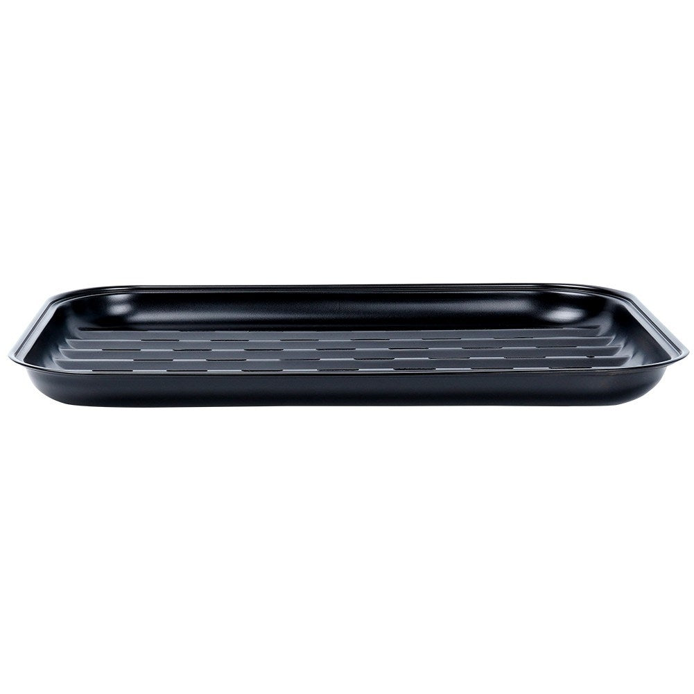 Perforated grill plate with non-stick for environmentally friendly grilling