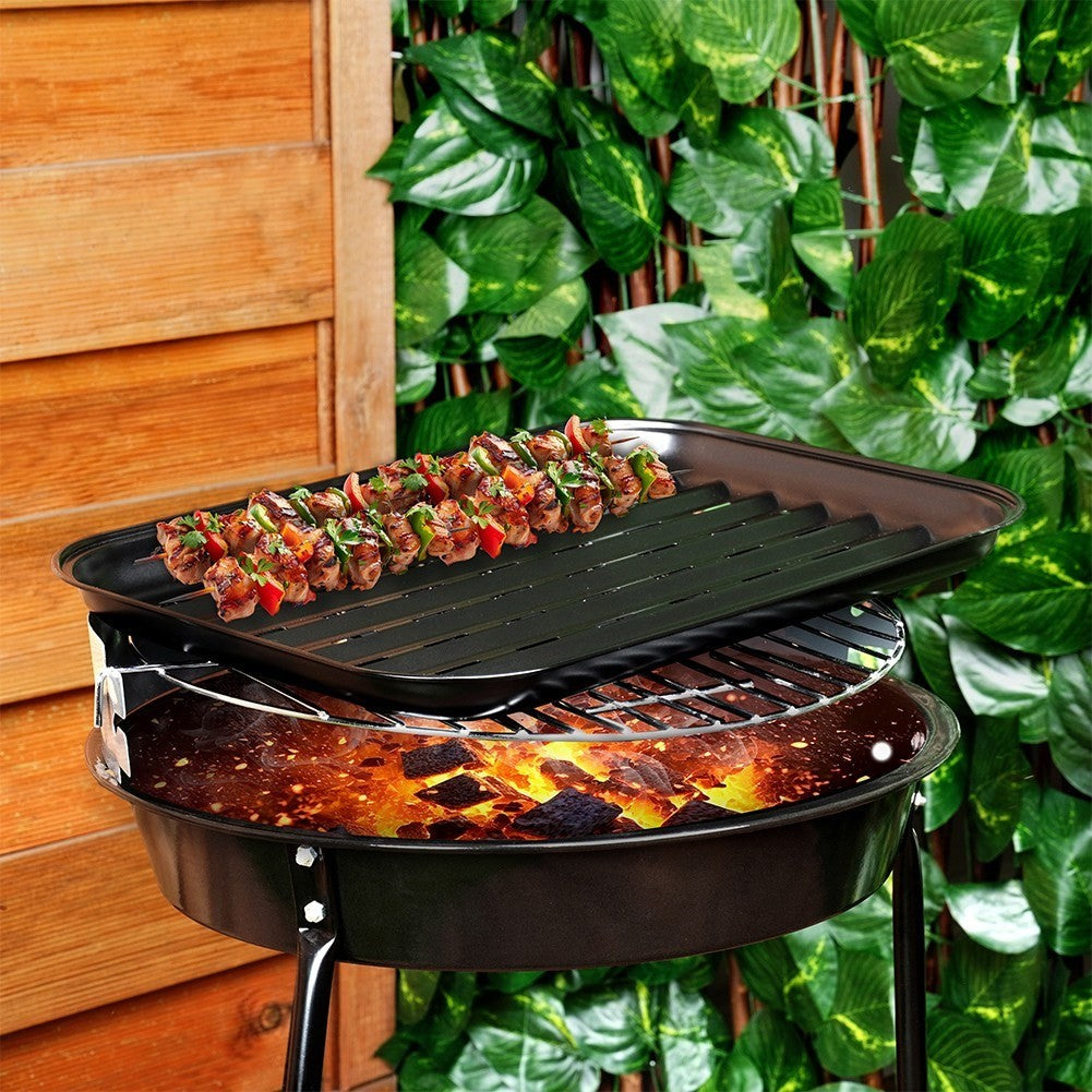 Perforated grill plate with non-stick for environmentally friendly grilling