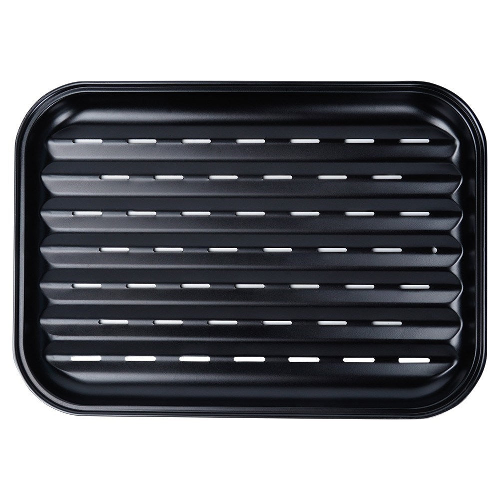 Perforated grill plate with non-stick for environmentally friendly grilling