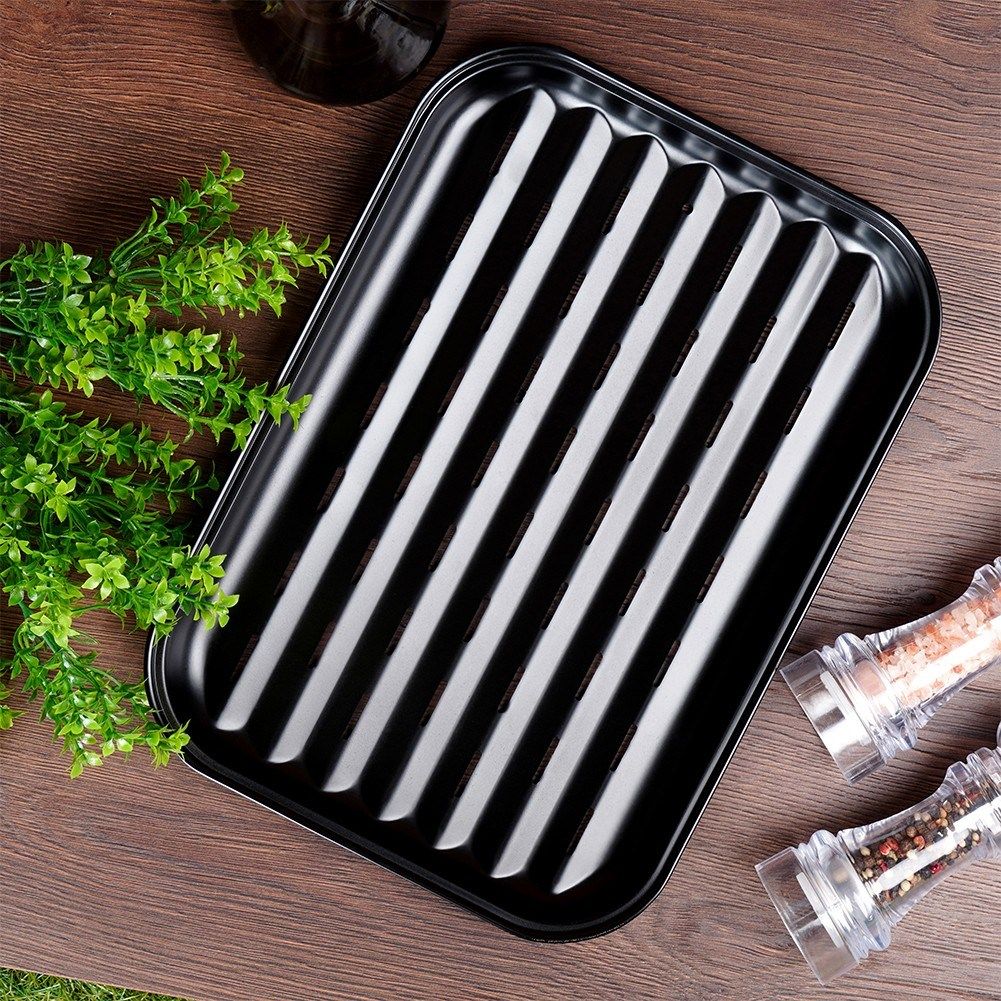 Perforated grill plate with non-stick for environmentally friendly grilling