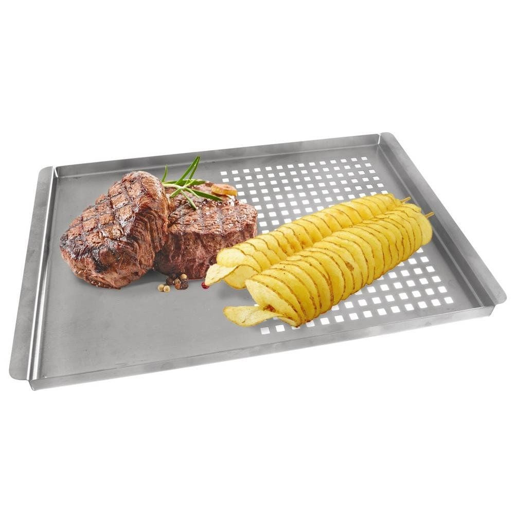 Perforated steel grill plate 40x26 cm