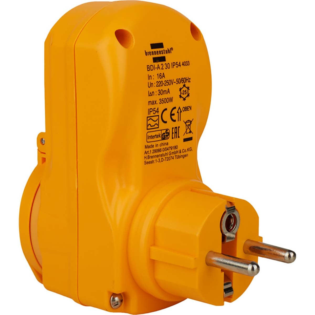 Personal protection adapter BDI-A 2 30 IP54 / personal protection contact for outside (two-pole disconnection, 30mA)