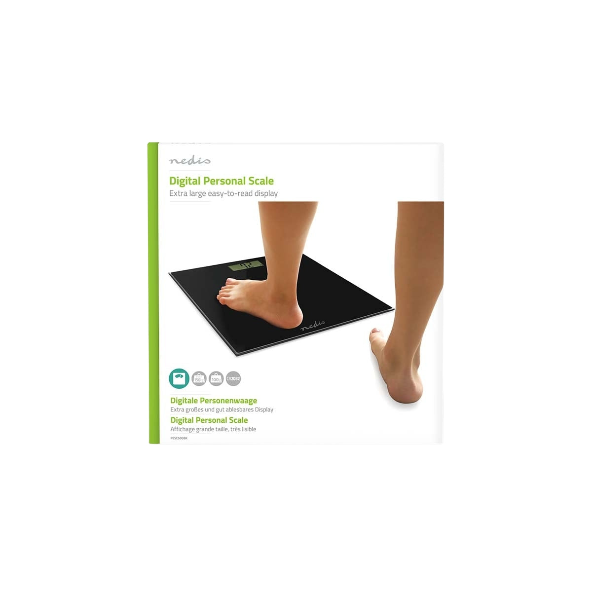 Personal scale | Digital | Black | Tempered Glass | Maximum weighing capacity: 150 kg