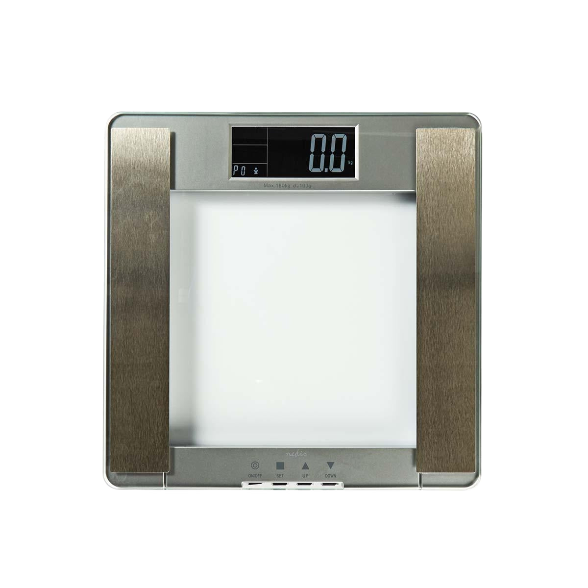 Personal scale | Digital | Silver | Tempered Glass | Maximum weighing capacity: 180 kg | Body analysis