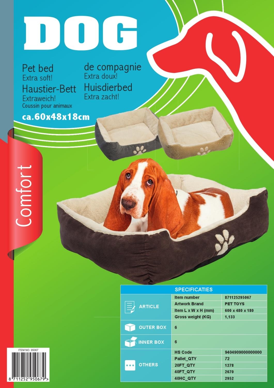 Pet Comfort Animal Cushion Pet Bed 60x48x18cm