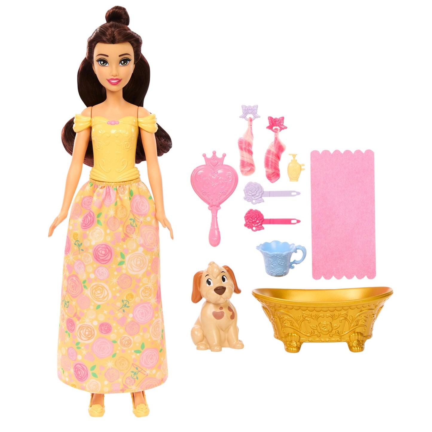 Belle Princess Doll & Pet Bath Playset with Accessories