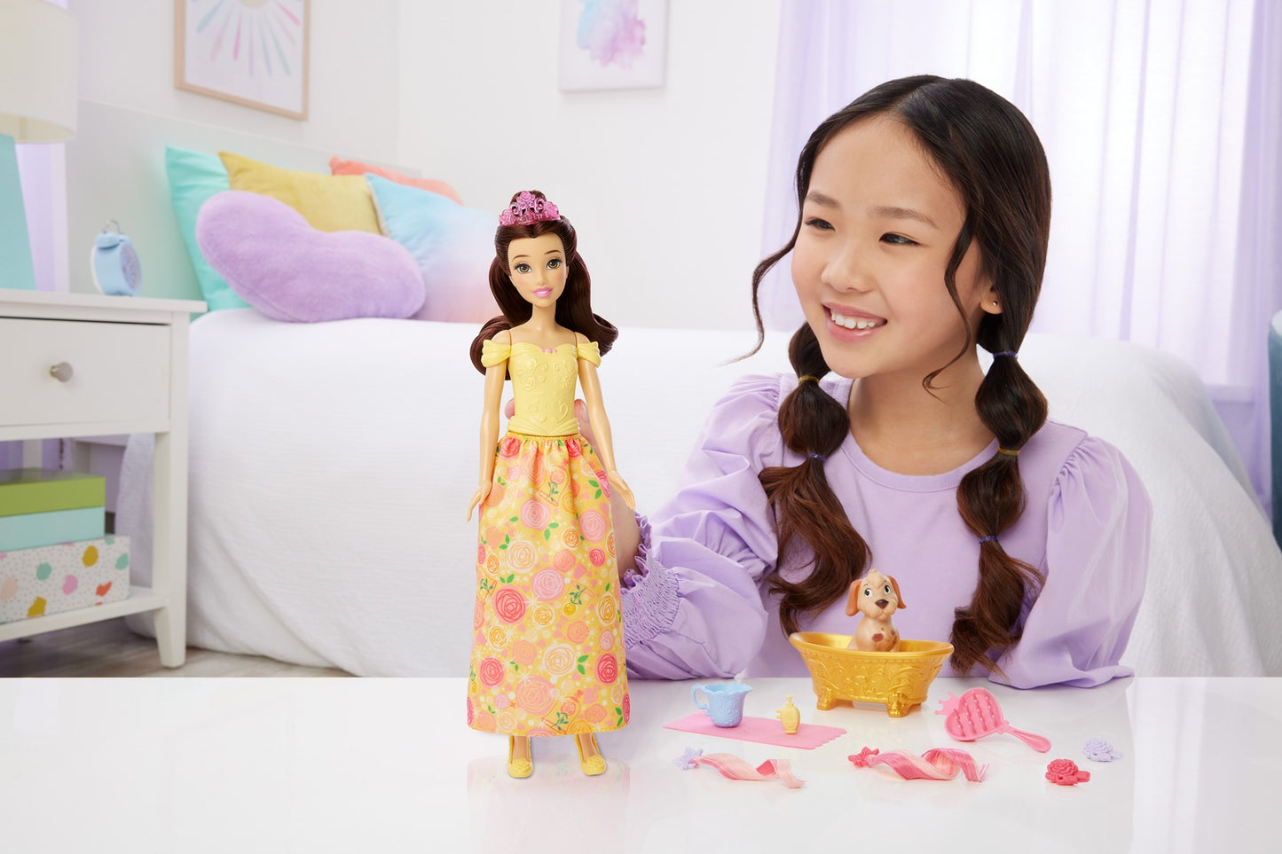 Belle Princess Doll & Pet Bath Playset with Accessories