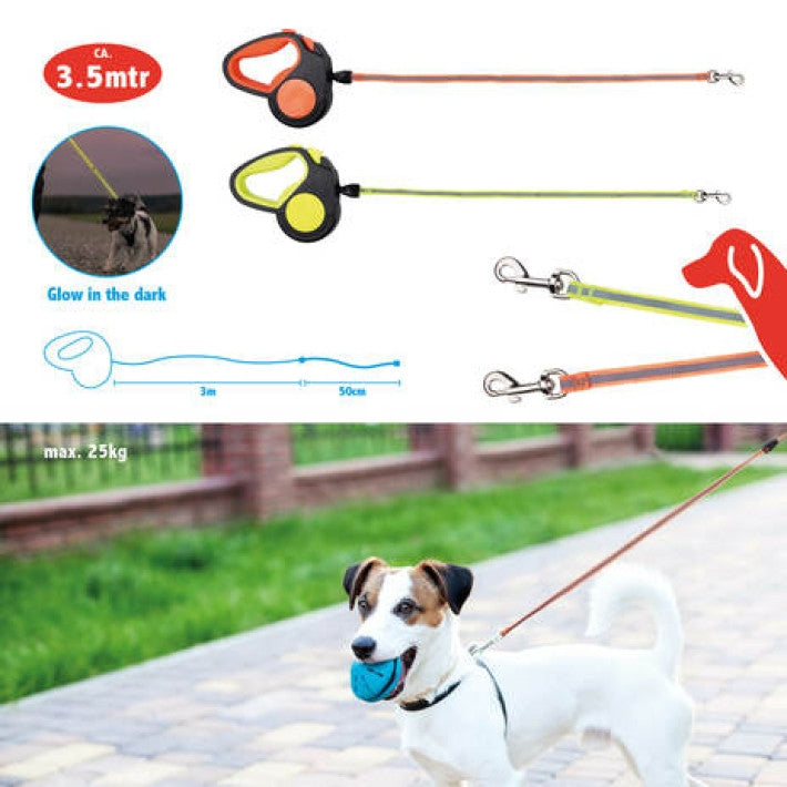 Pet Treatment ED-41661: Retractable Glow in the Dark Dog Leash - 3.5M Orange