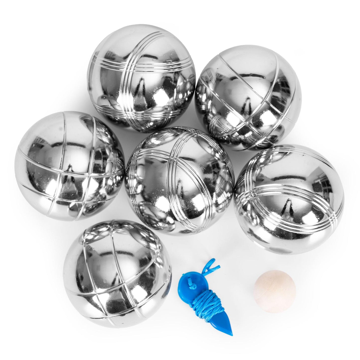 Petanque Boules Set, 6 Chrome Balls, Case & Accessories