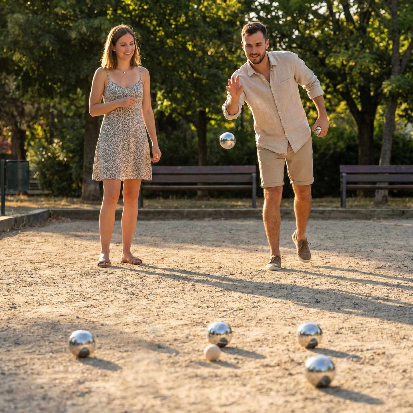 Petanque Boules Set, 6 Chrome Balls, Case & Accessories