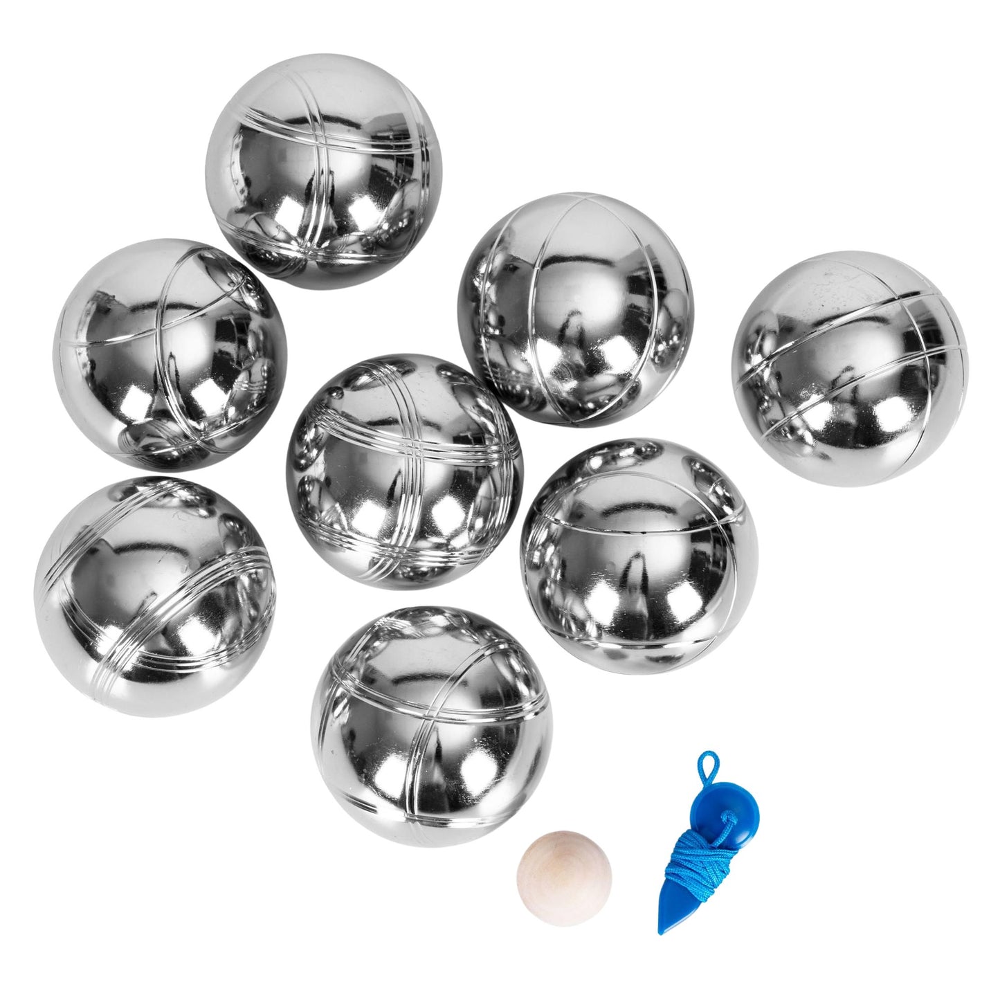 Petanque Boules Set, 8 Chrome Steel Balls + Case