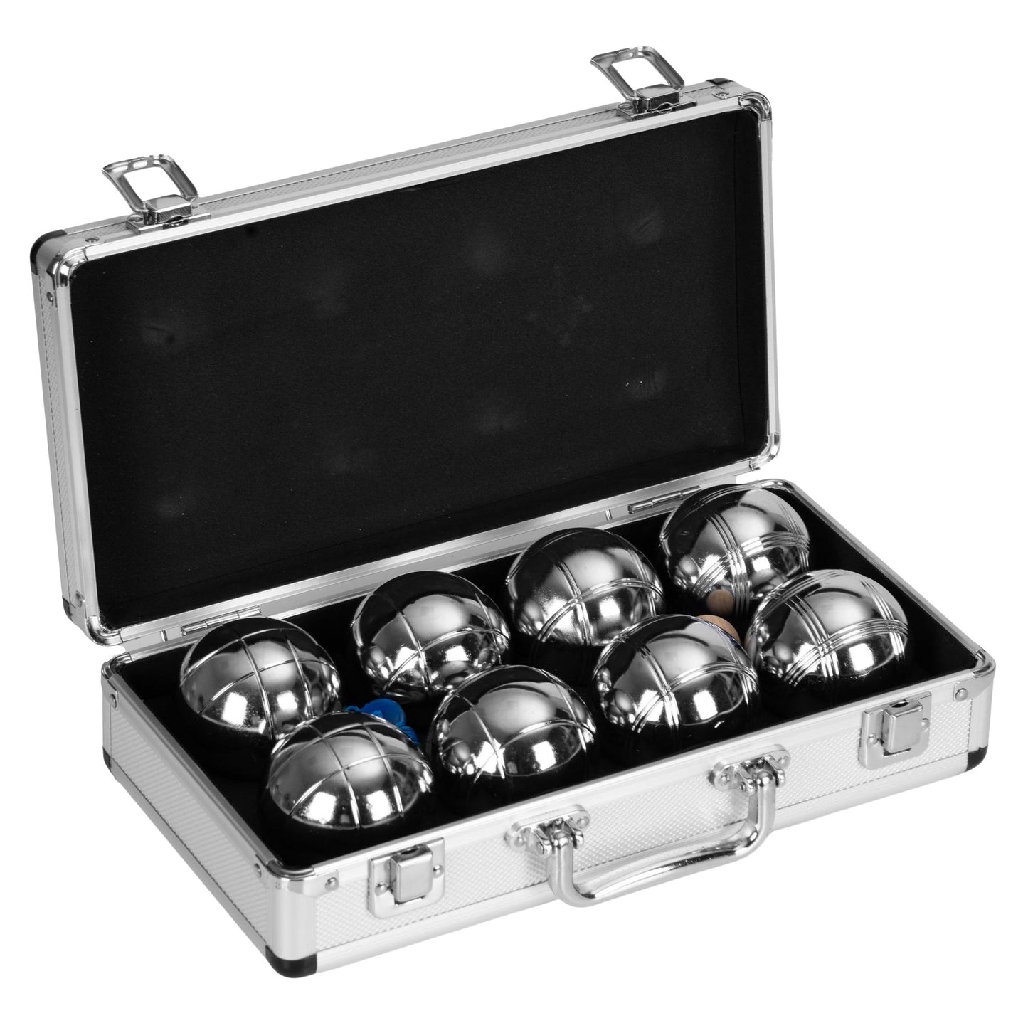 Petanque Boules Set, 8 Chrome Steel Balls + Case