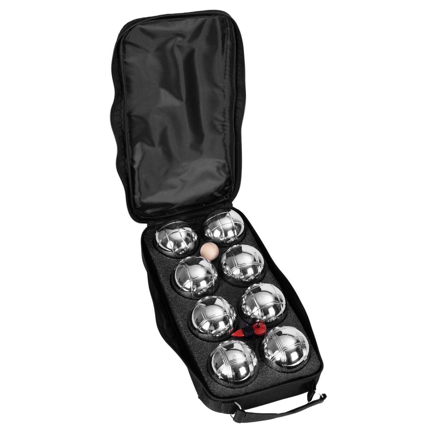 Petanque Boules Set, 8 Chrome Steel Balls + Case