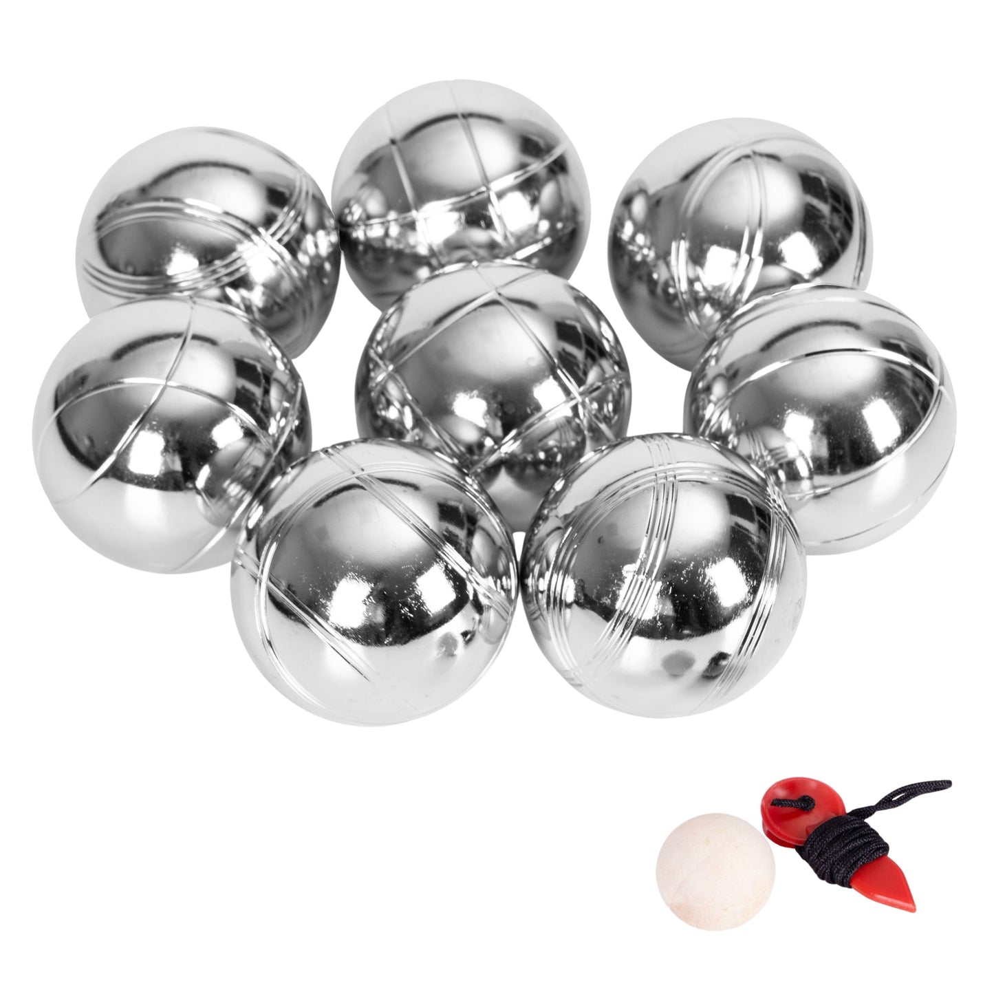 Petanque Boules Set, 8 Chrome Steel Balls + Case