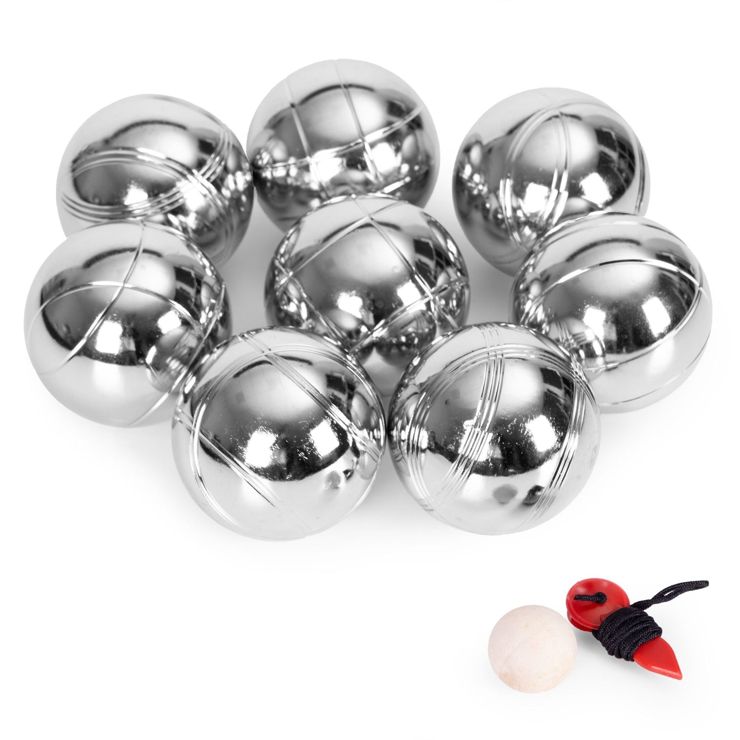 Petanque Boules Set, 8 Chrome Steel Balls + Case