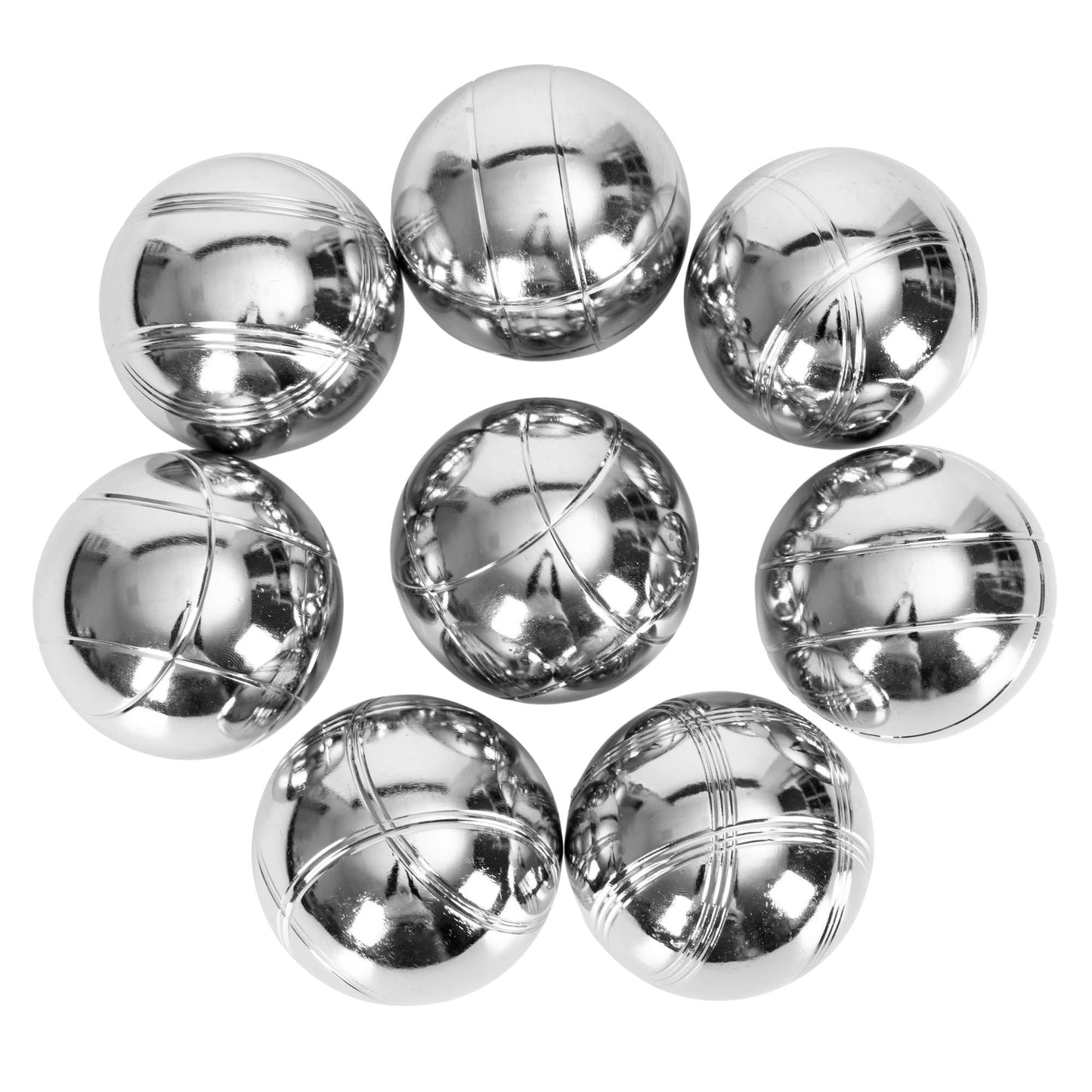 Petanque Boules Set, 8 Chrome Steel Balls + Case