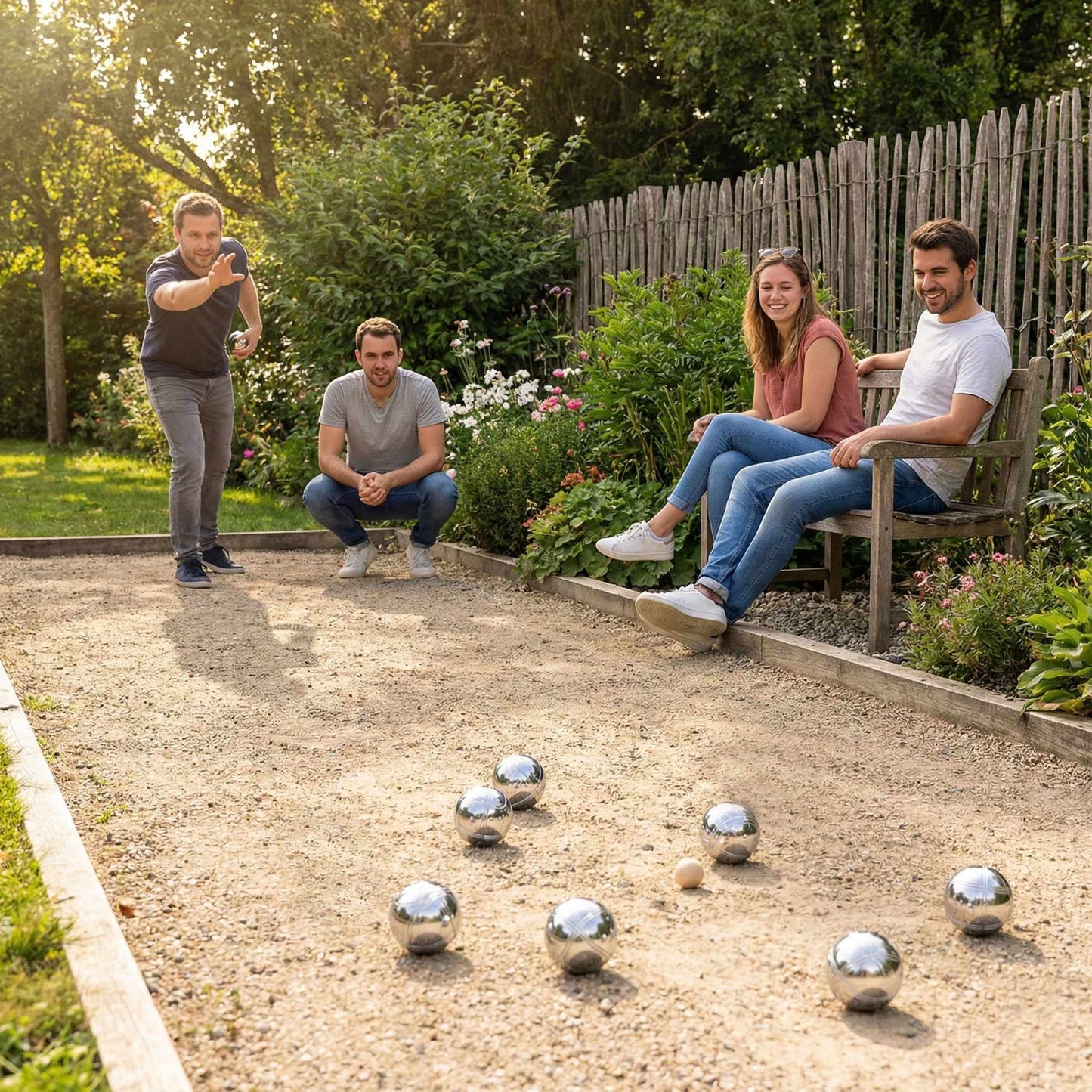 Petanque Boules Set, 8 Chrome Steel Balls + Case