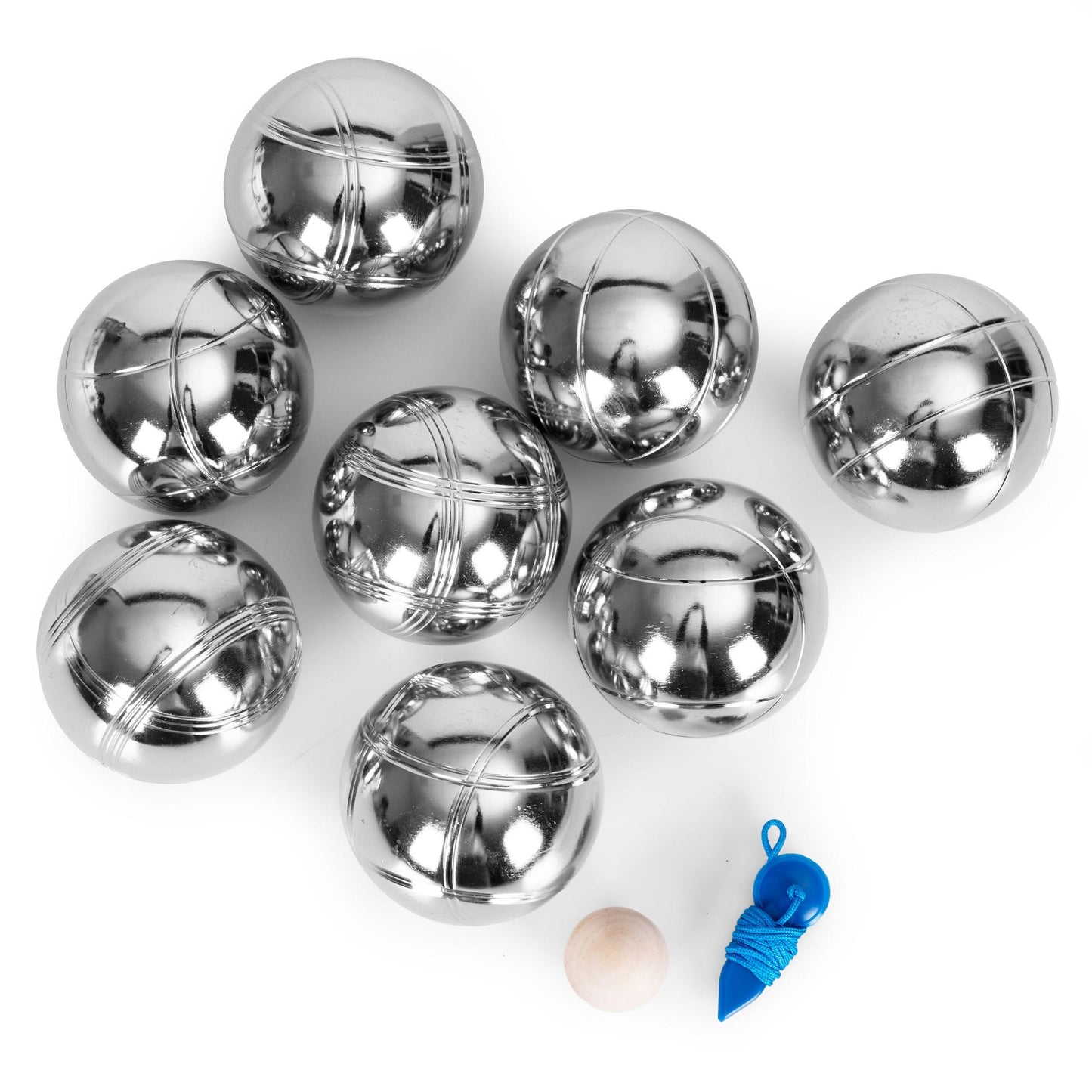 Petanque Boules Set, 8 Chrome Steel Balls + Case