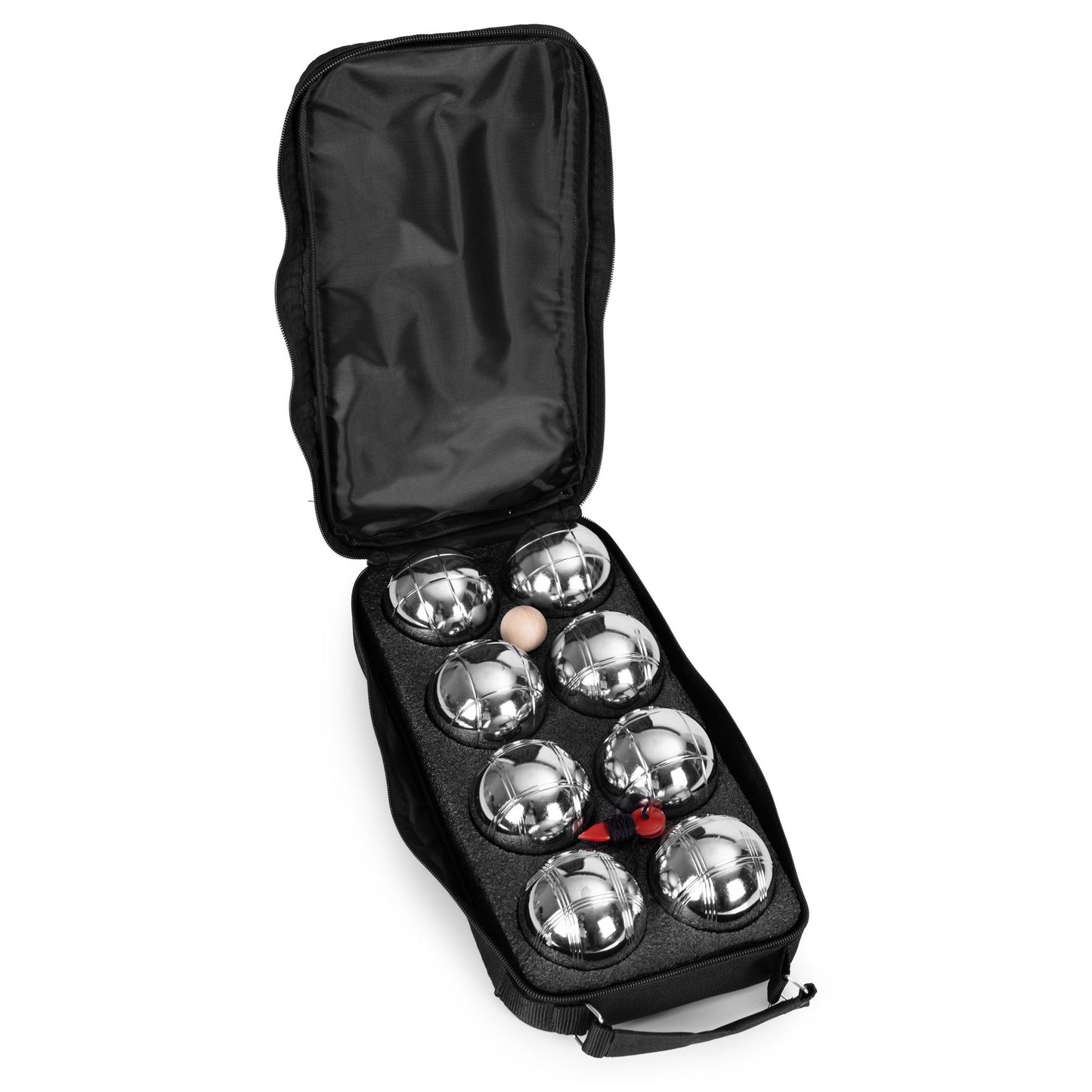 Petanque Boules Set, 8 Chrome Steel Balls + Case