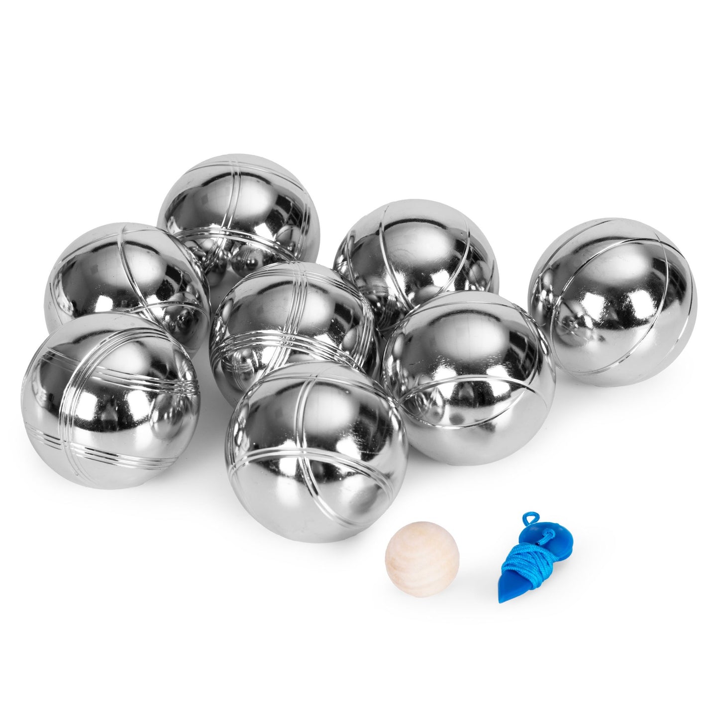 Petanque Boules Set, 8 Chrome Steel Balls + Case