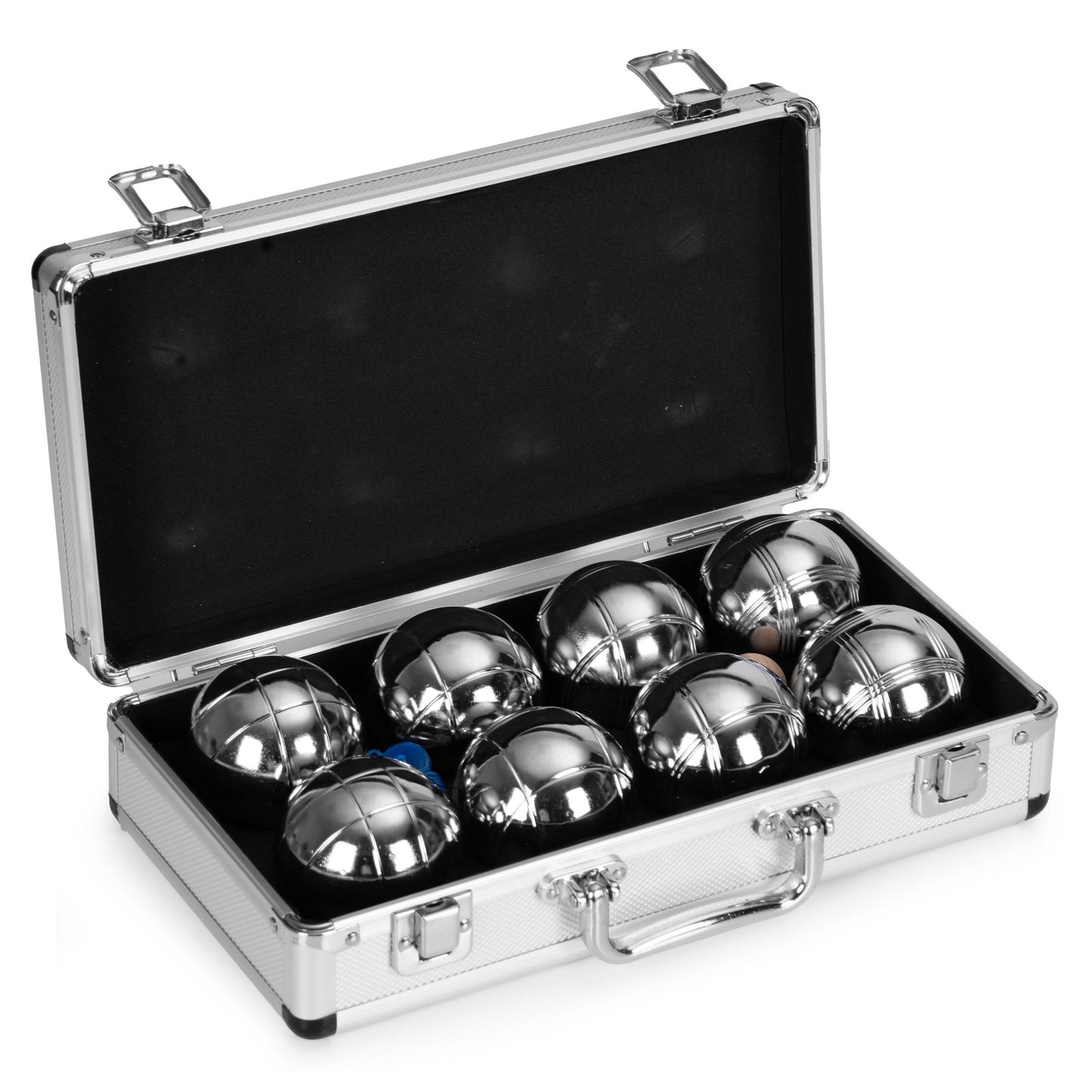 Petanque Boules Set, 8 Chrome Steel Balls + Case