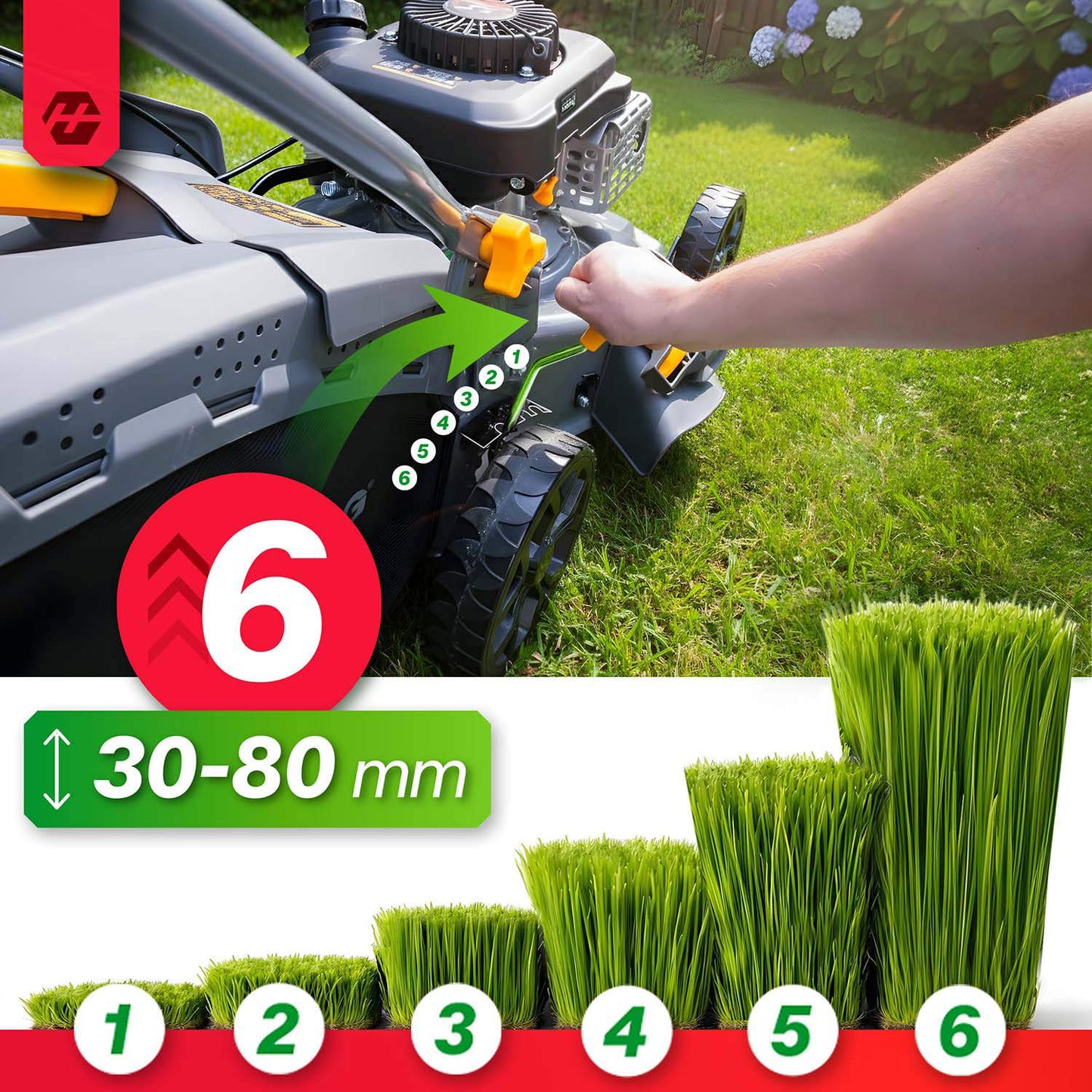 Petrol Lawn Mower with Drive, 40 cm, 45 L, 141cc Engine