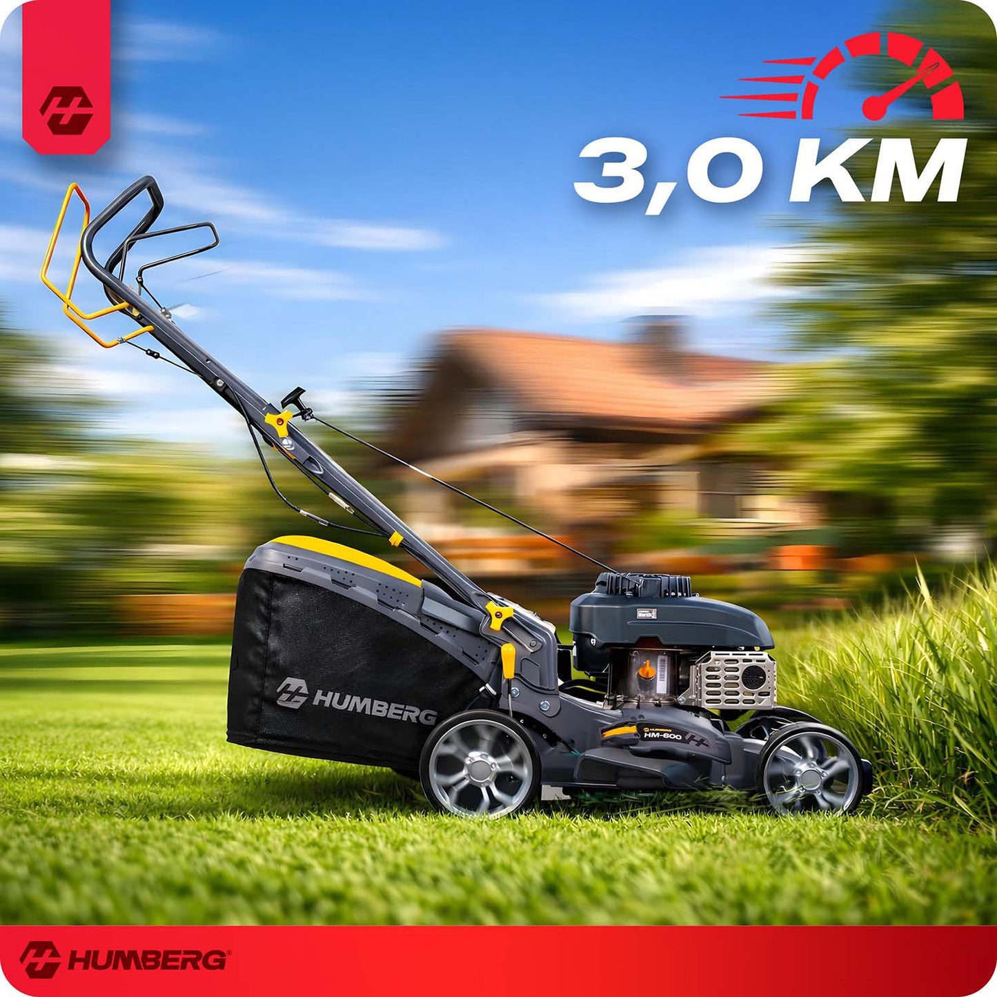 Petrol Lawn Mower with Drive, 40 cm, 45 L, 141cc Engine
