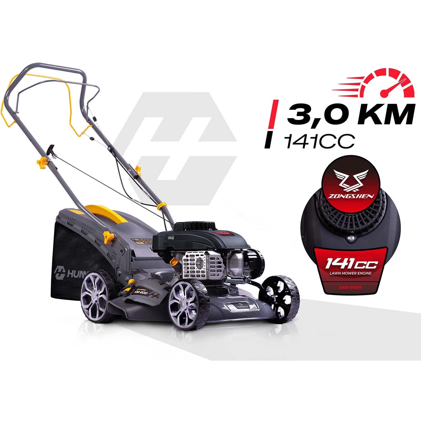 Petrol Lawn Mower with Drive, 40 cm, 45 L, 141cc Engine