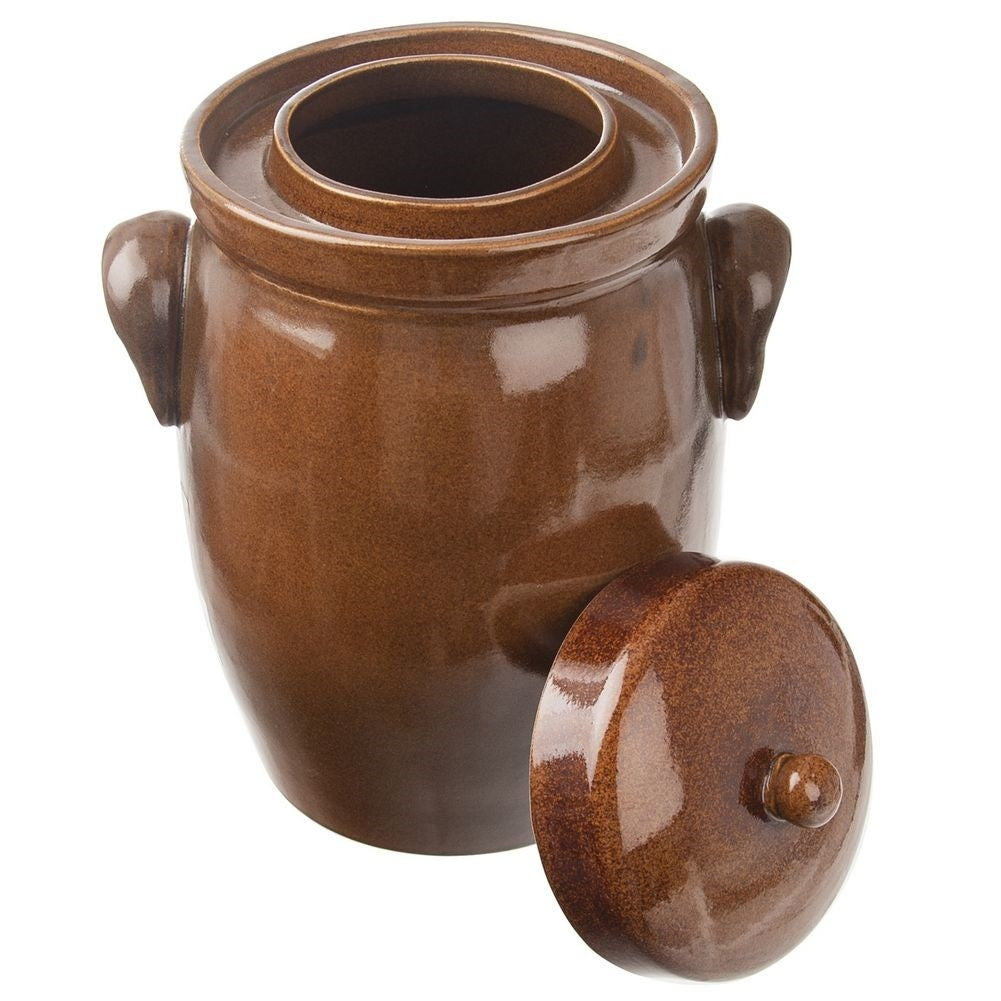 Pickling pot in glazed ceramic with water jacket