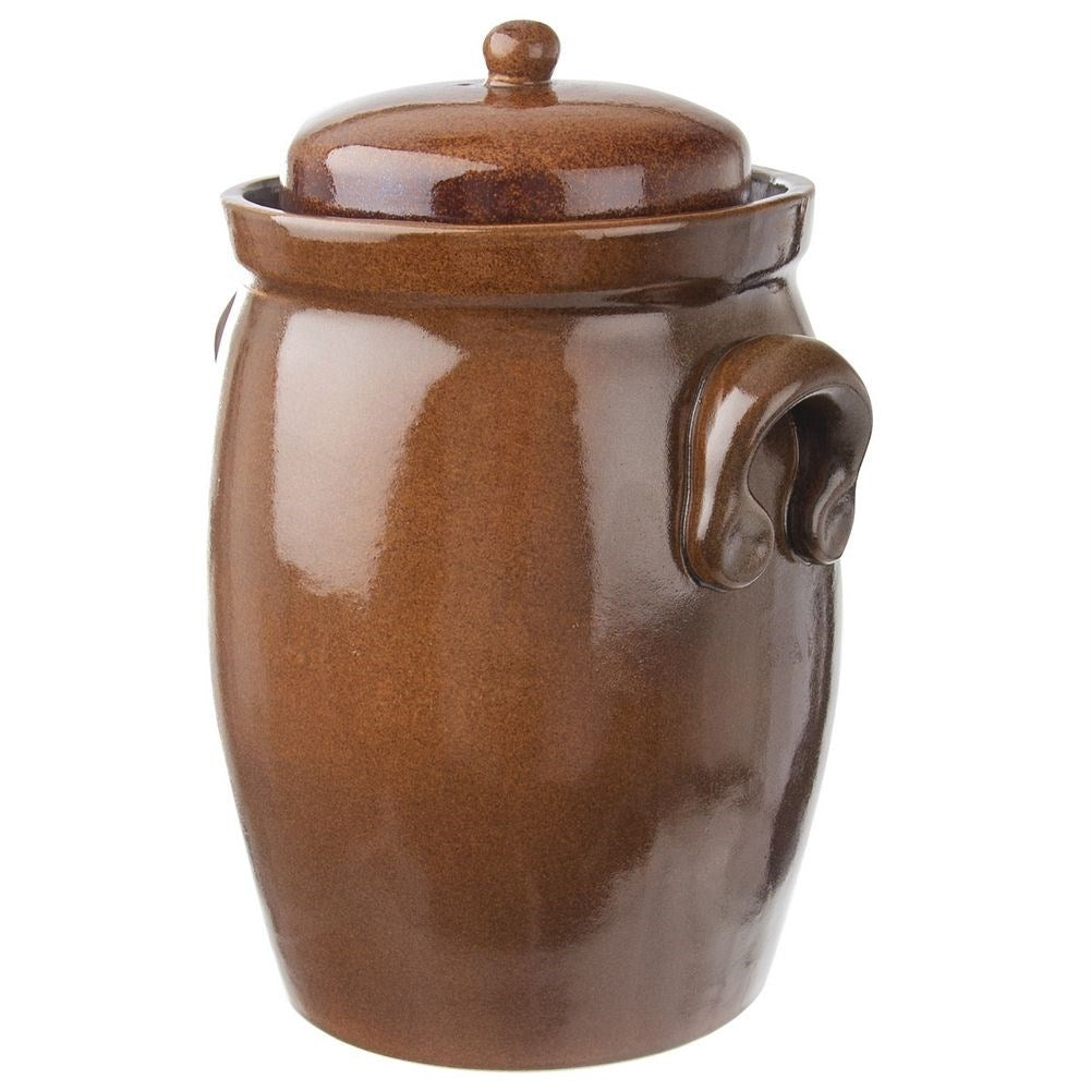 Pickling pot in glazed ceramic with water jacket