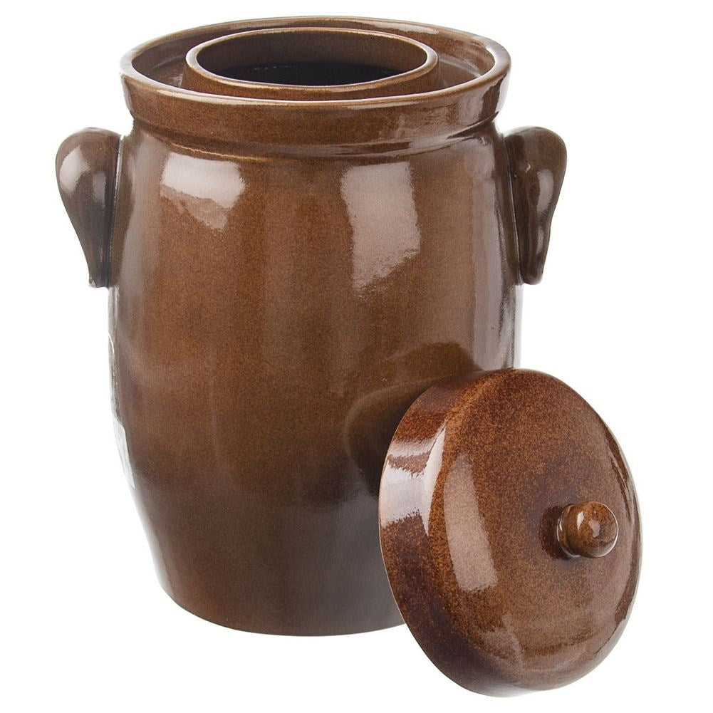 Pickling pot in glazed ceramic with water jacket
