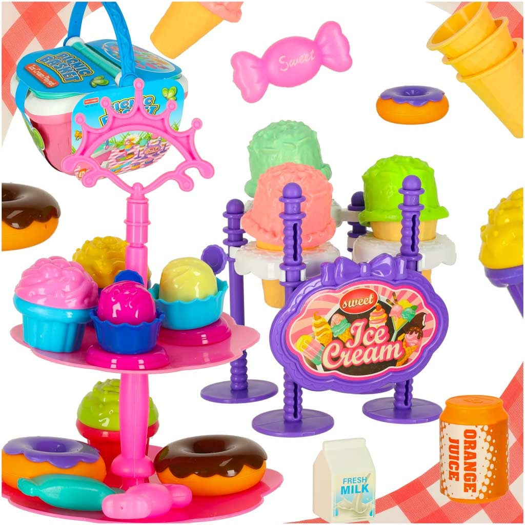 Picnic basket desserts ice cream parlour toy food