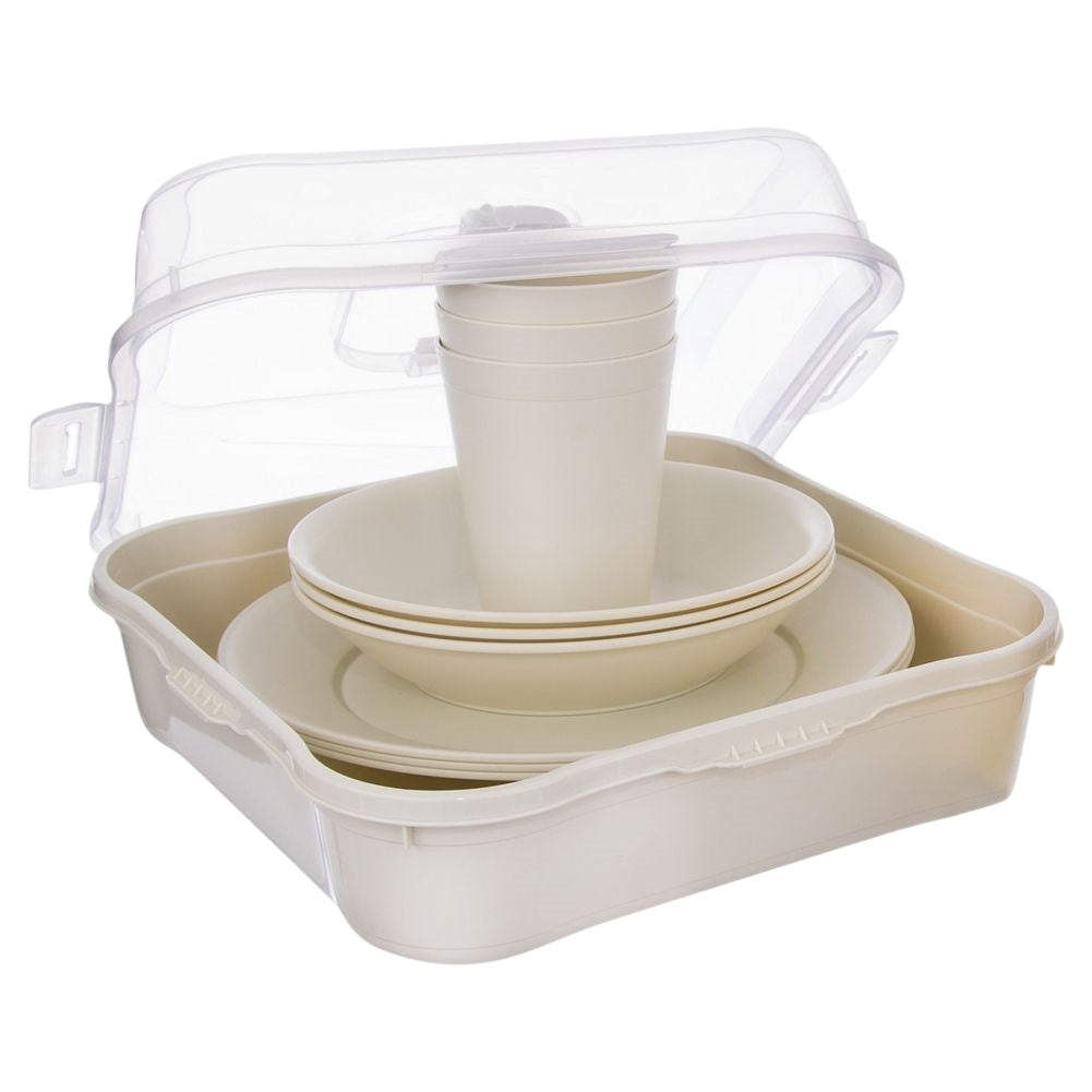 Picnic set: Plastic plates & mugs in convenient packaging
