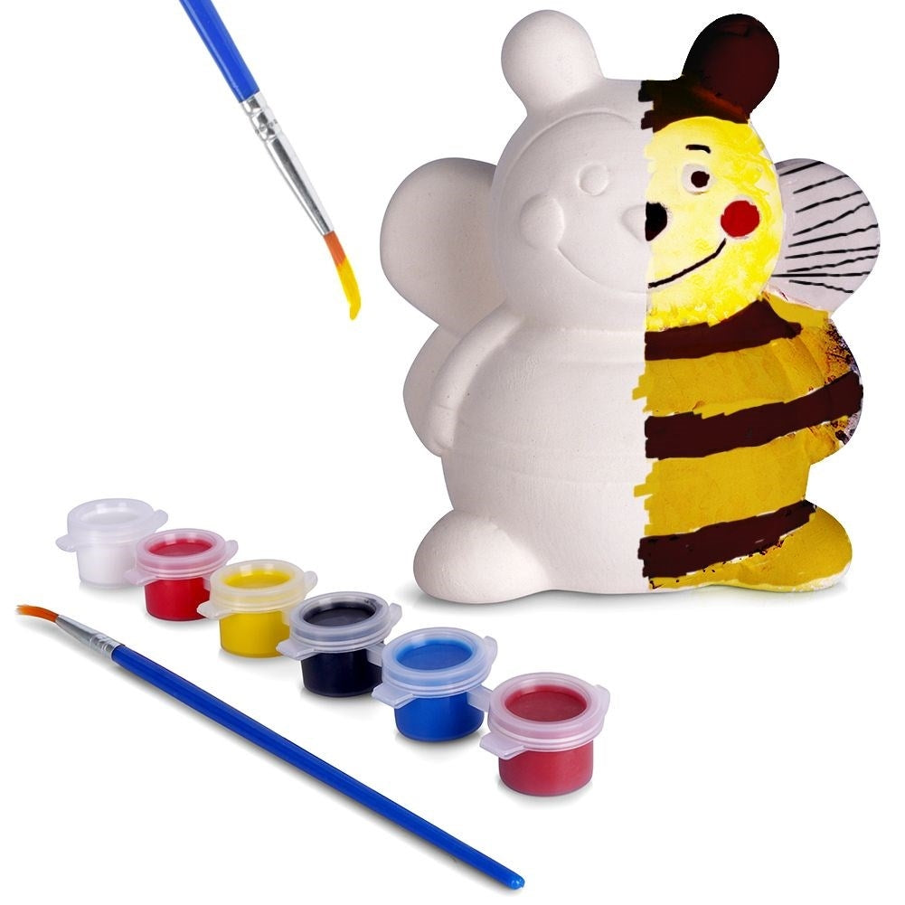 Piggy Bank Bee for Own Painting with Paints and Brush