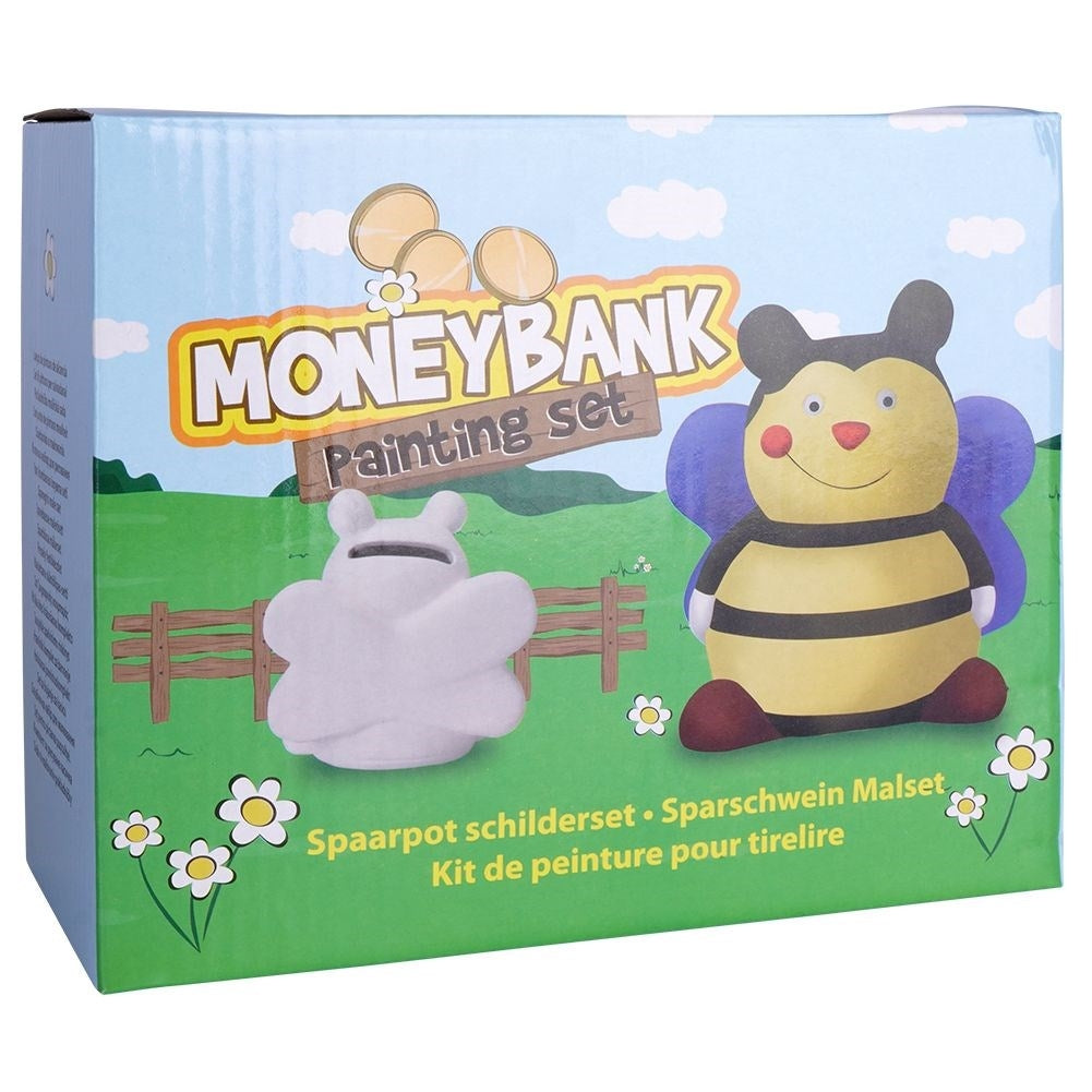 Piggy Bank Bee for Own Painting with Paints and Brush