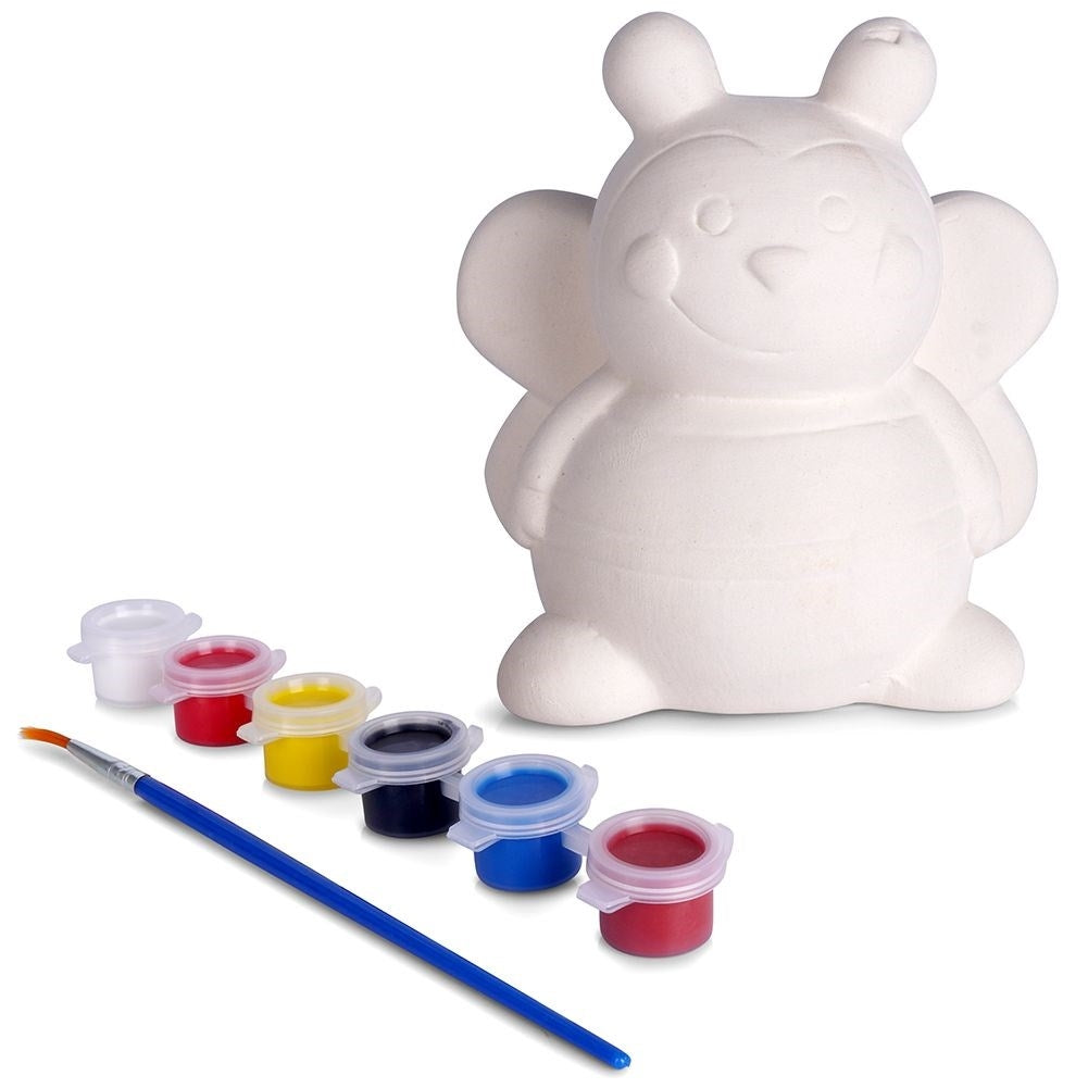 Piggy Bank Bee for Own Painting with Paints and Brush