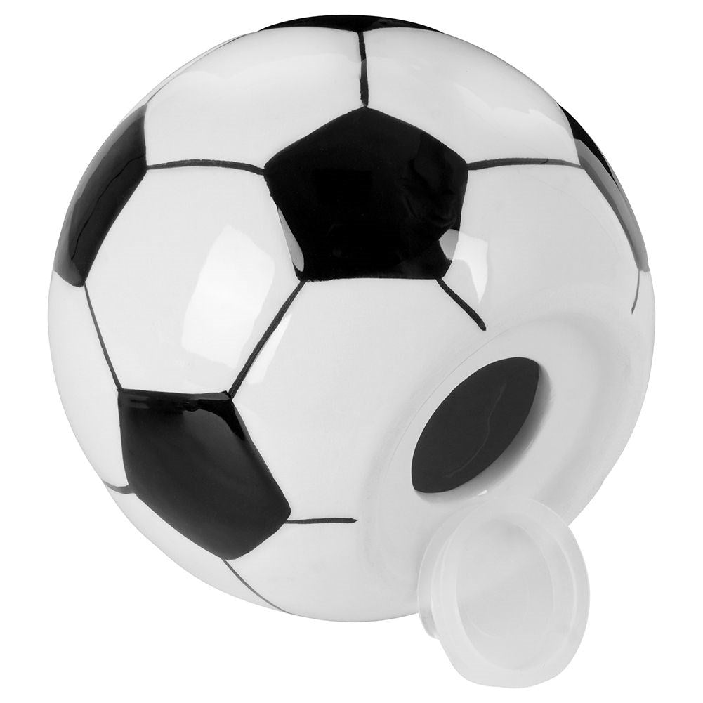 Piggy bank in ceramic shaped like a soccer ball