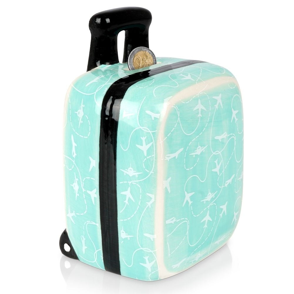 Piggy bank in turquoise ceramic - decorative and practical