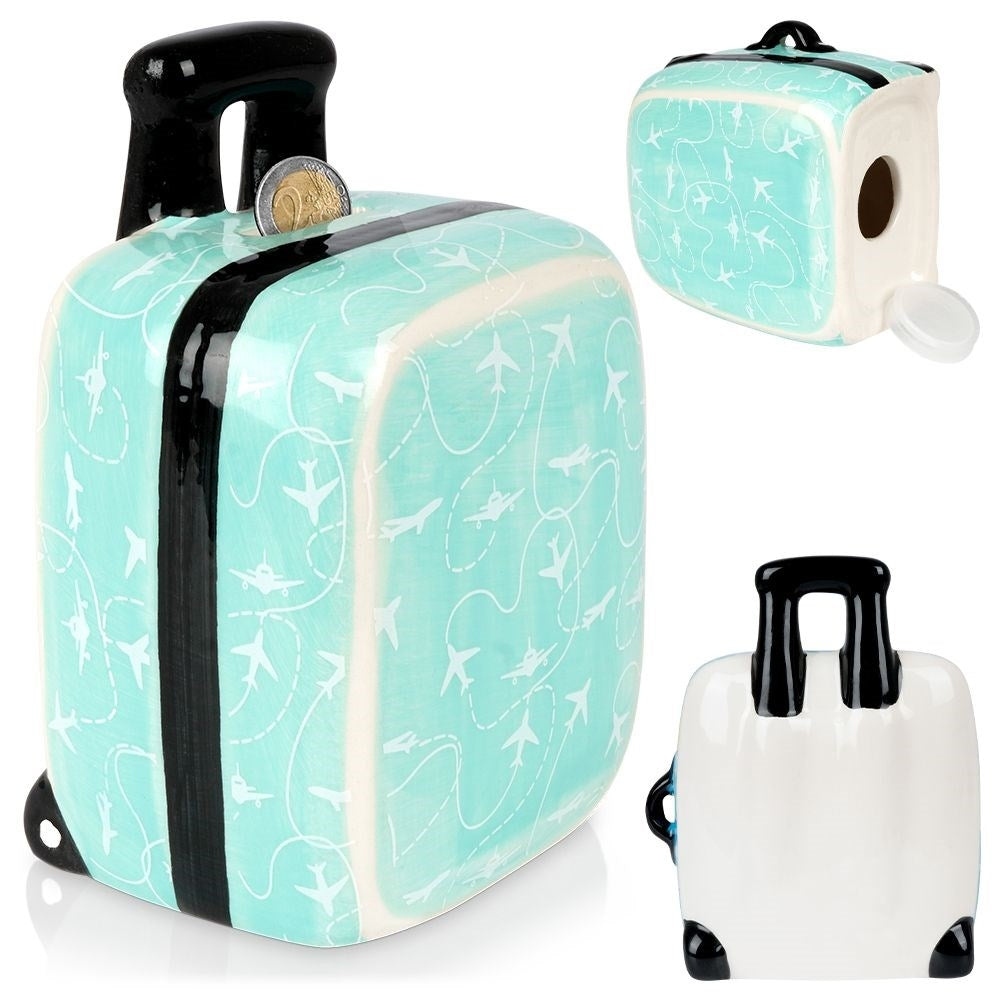 Piggy bank in turquoise ceramic - decorative and practical