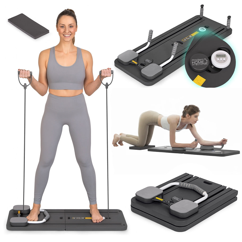 Pilates Reformer Board with LCD, Foldable & Expanders