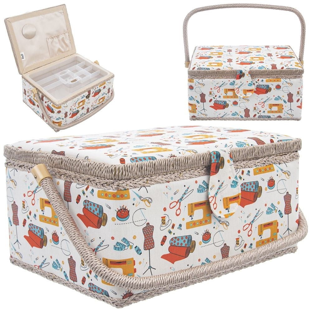Pincushion with 7-compartment organizer and sewing motif