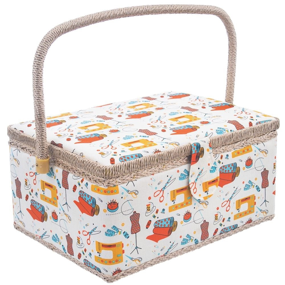 Pincushion with 7-compartment organizer and sewing motif