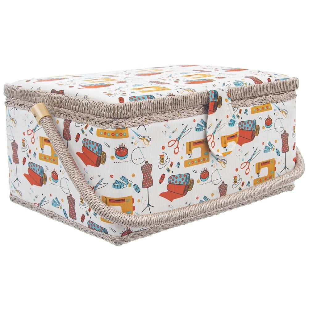 Pincushion with 7-compartment organizer and sewing motif