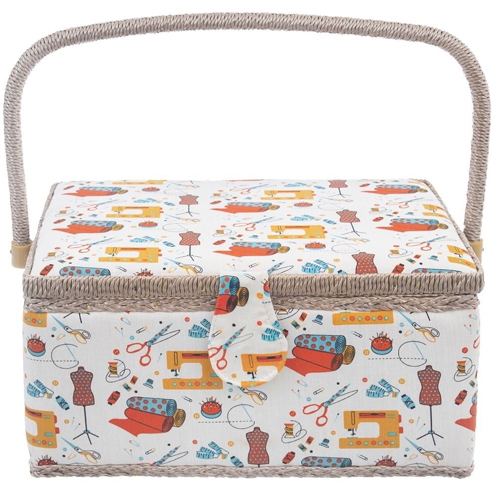 Pincushion with 7-compartment organizer and sewing motif