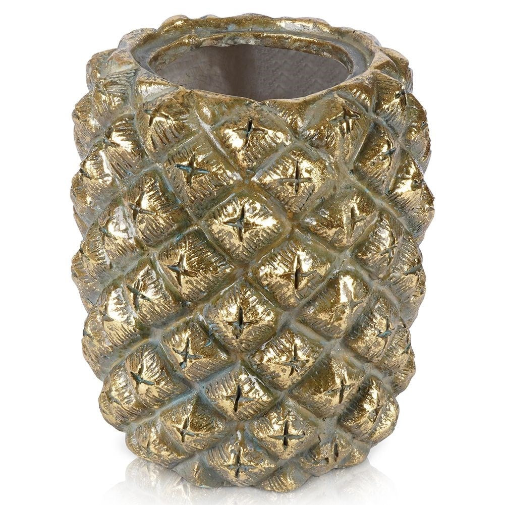 Pineapple-shaped pot in gold for exclusive interior design